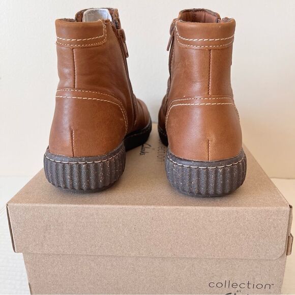 Clarks Collection Caroline Orchid Leather Ruched Ankle Boots - Picture 5 of 6